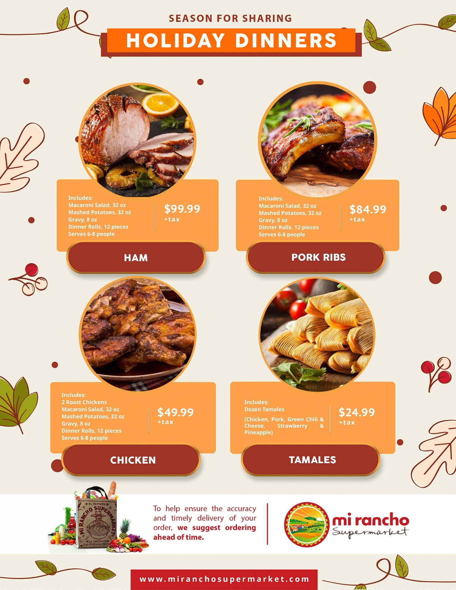 Holiday menu